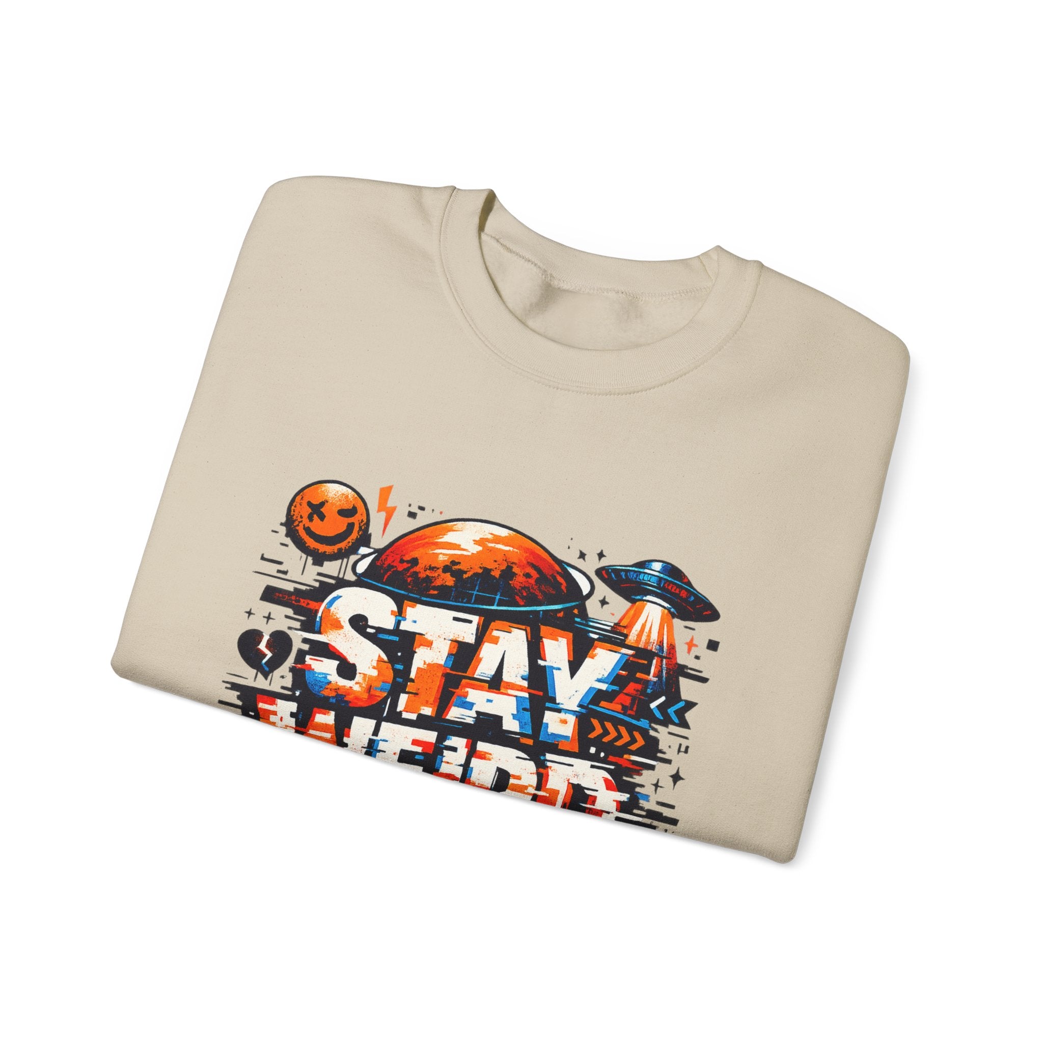 Personalized Stay Weird Sweatshirt – Custom Space Skull Gift