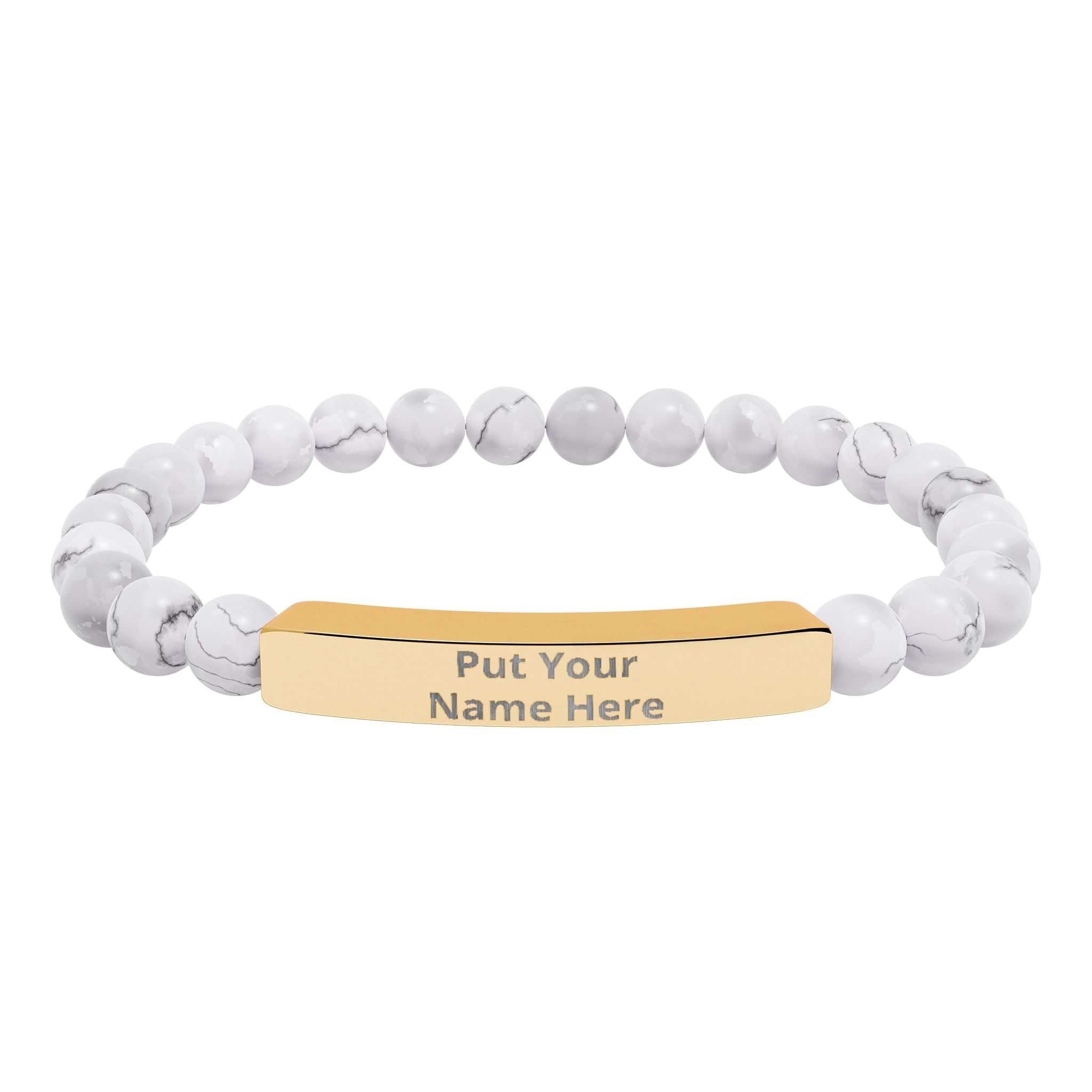 Personalized Natural Stone Bracelet – Custom Name Gift