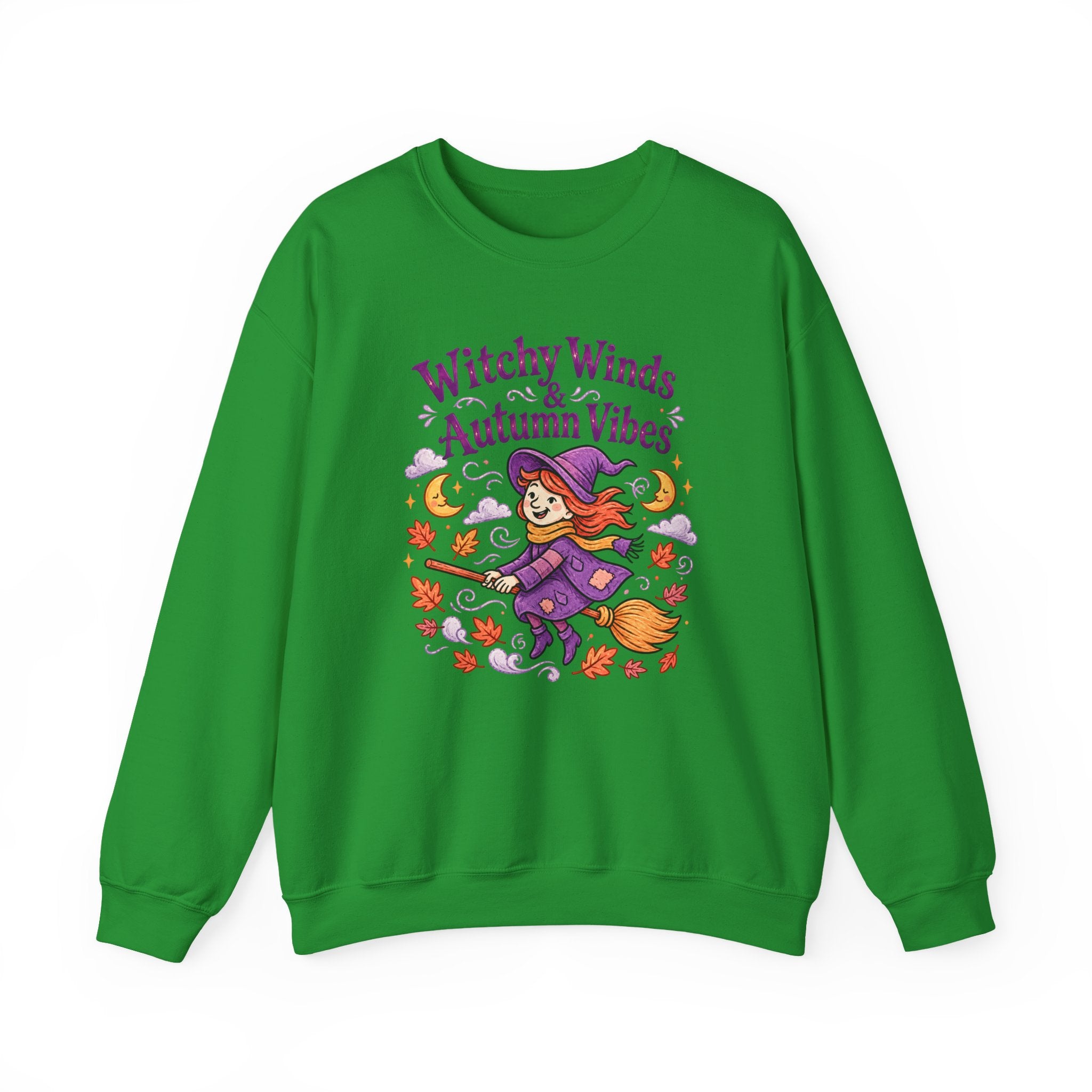 Witchy Winds Autumn Vibes Sweatshirt – Cute Fall Witch Halloween Crewneck