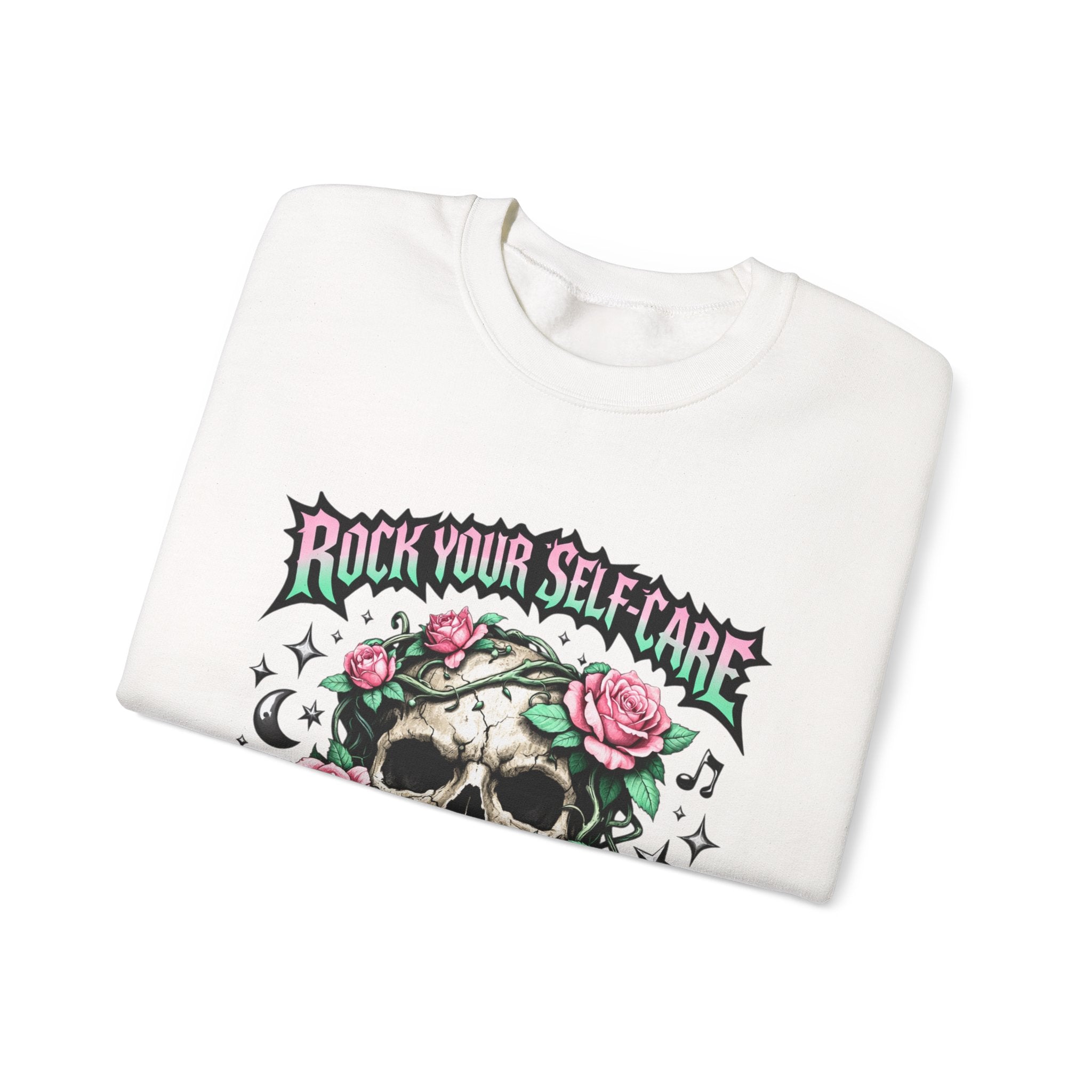 Personalized Skull & Roses Sweatshirt – Custom Self-Care Gift