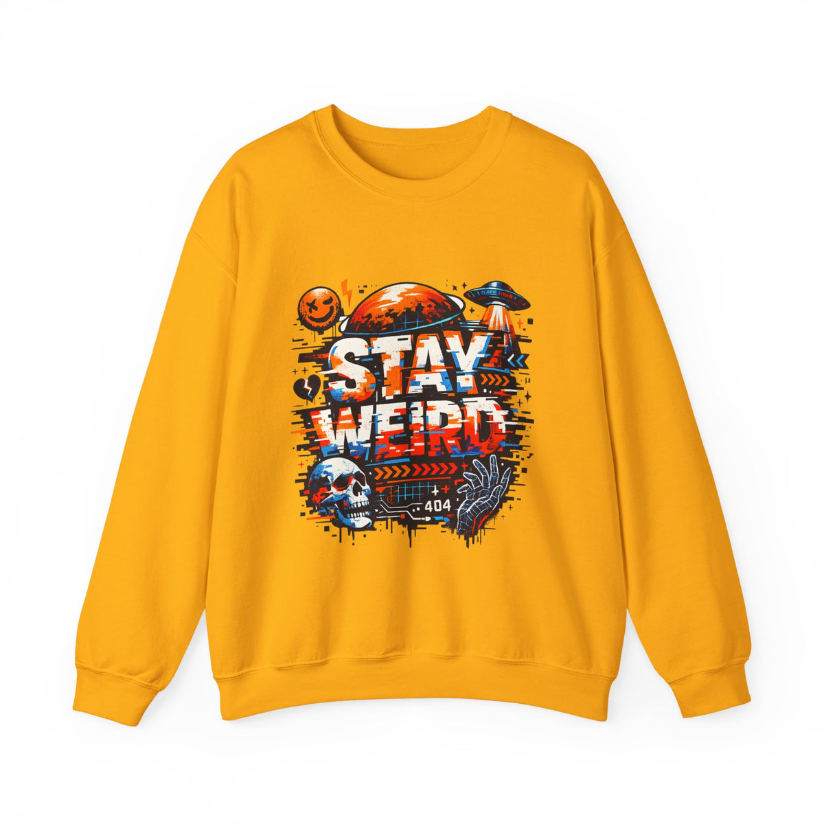Personalized Stay Weird Sweatshirt – Custom Space Skull Gift