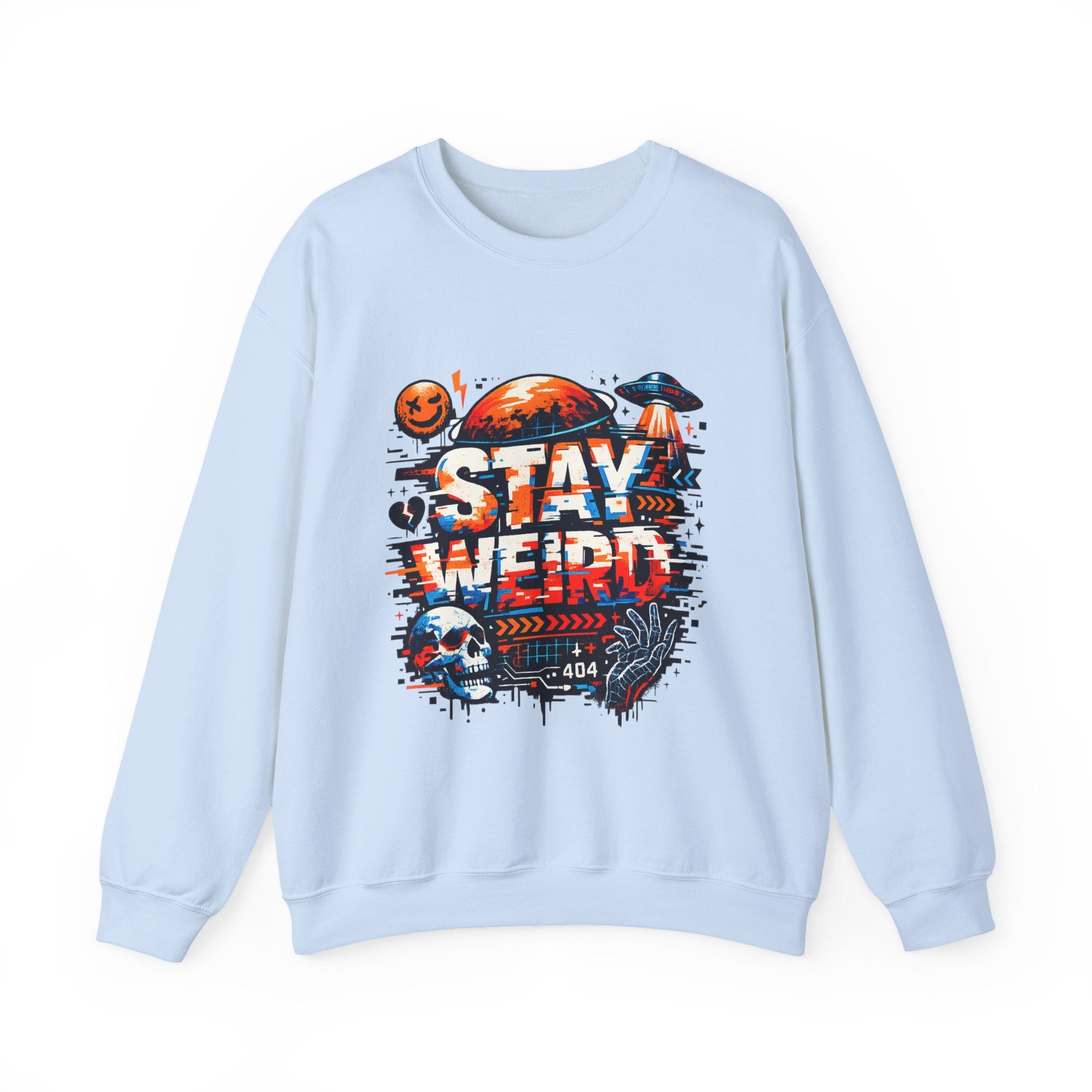 Personalized Stay Weird Sweatshirt – Custom Space Skull Gift