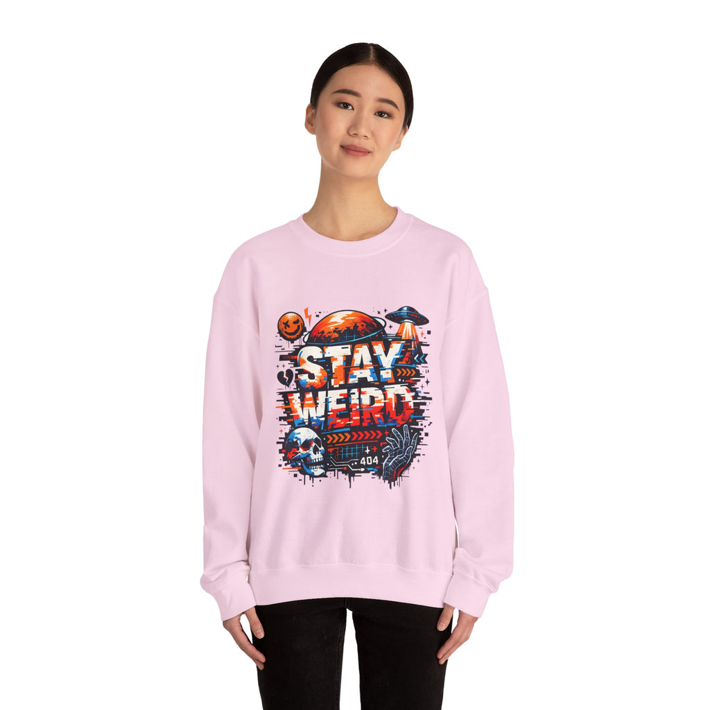 Personalized Stay Weird Sweatshirt – Custom Space Skull Gift