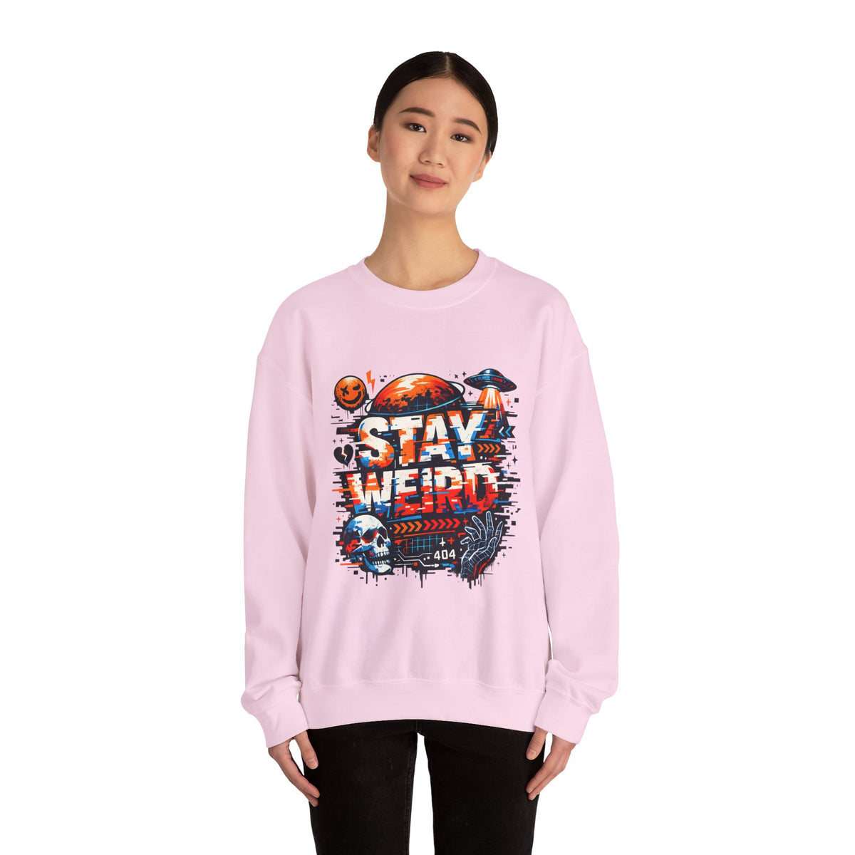 Personalized Stay Weird Sweatshirt – Custom Space Skull Gift