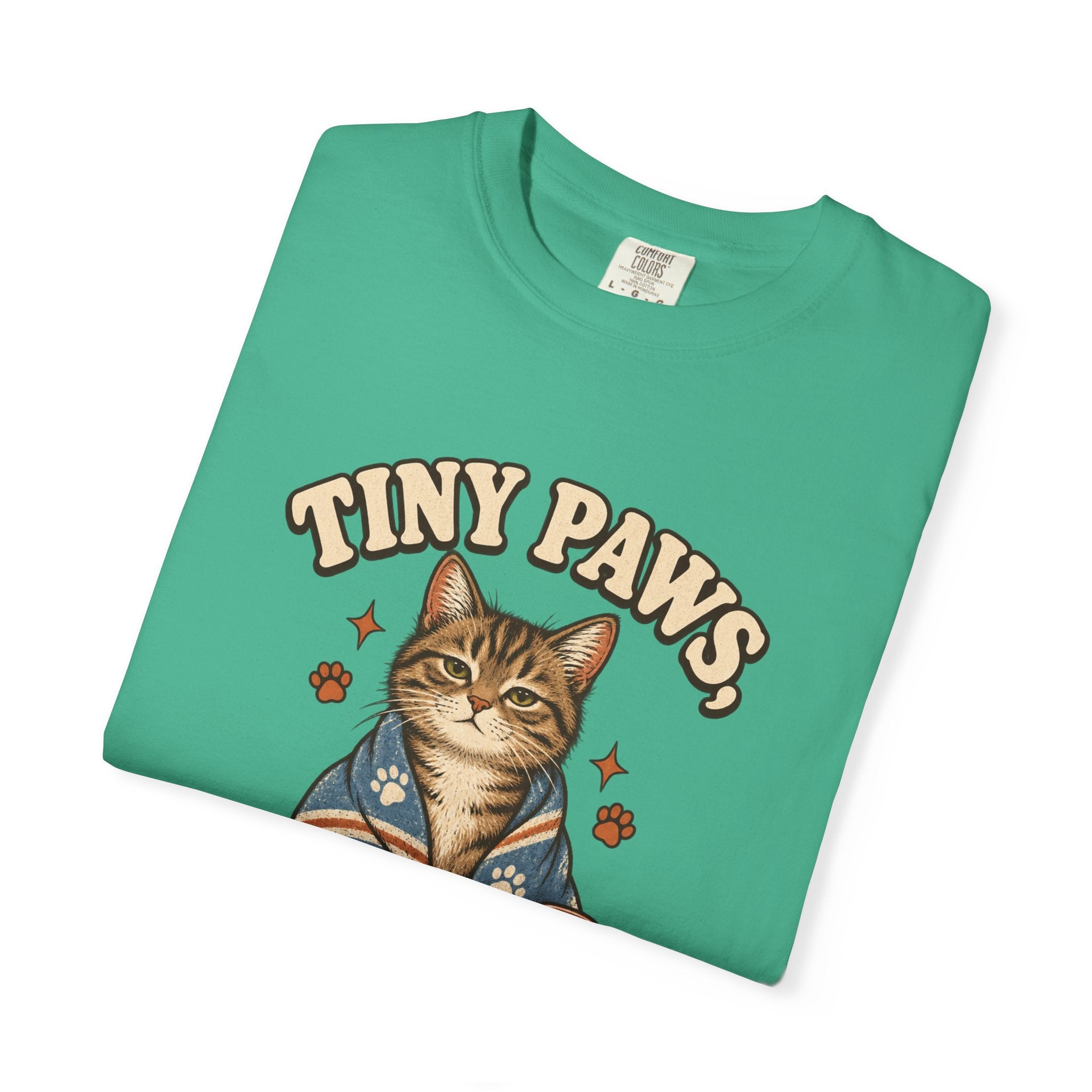Comfort Colors® Tiny Paws Emergency Therapy Shirt, Funny Cat Therapy T-Shirt, Retro Cat Lover Gift, Emotional Support Cat Tee, Mental Health Humor