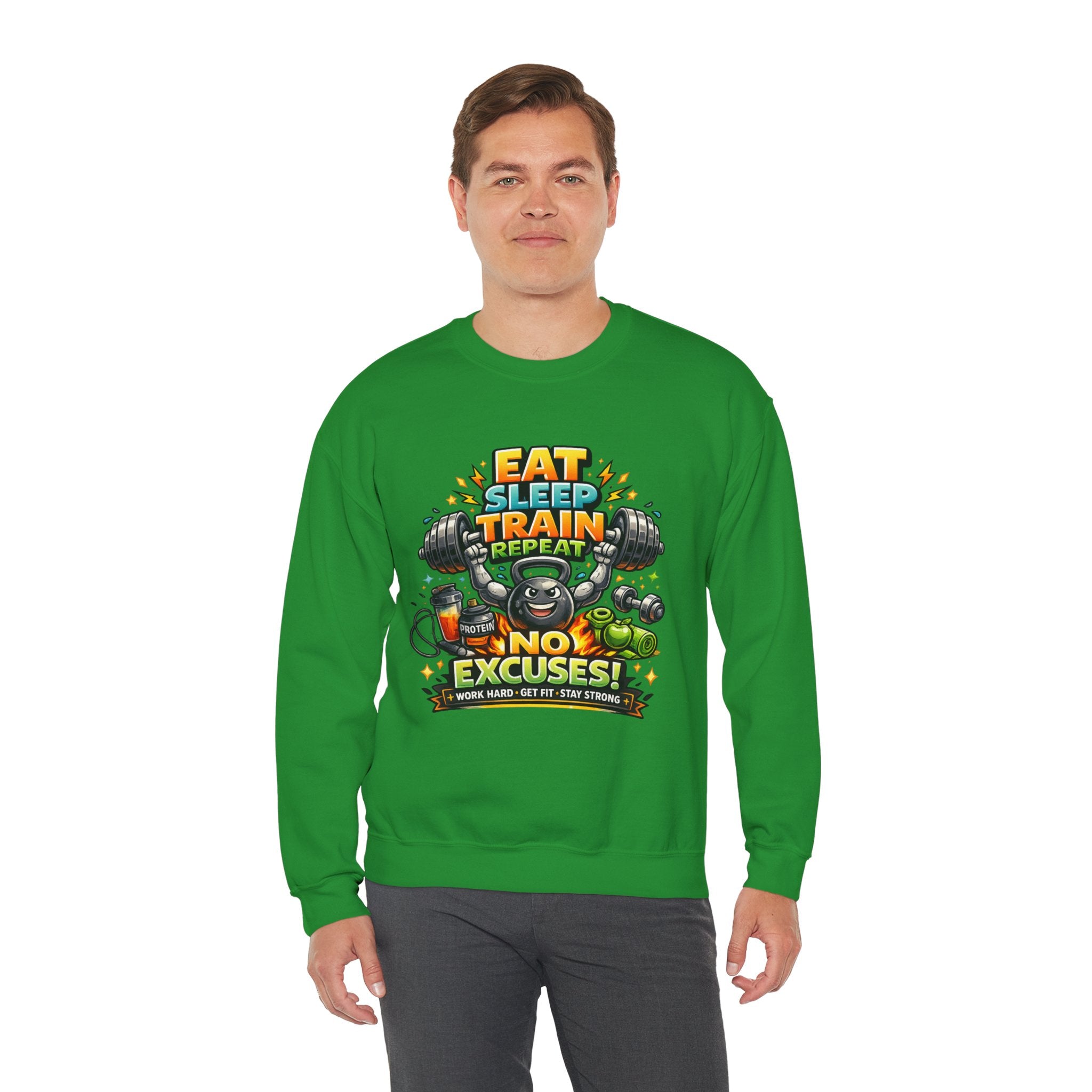 Personalized No Excuses Workout Sweatshirt – Custom Fitness Gift