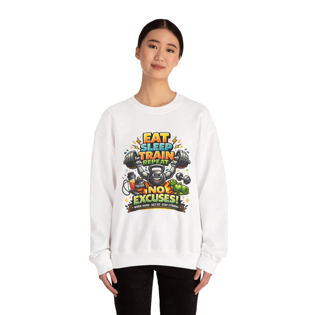 Personalized No Excuses Workout Sweatshirt – Custom Fitness Gift