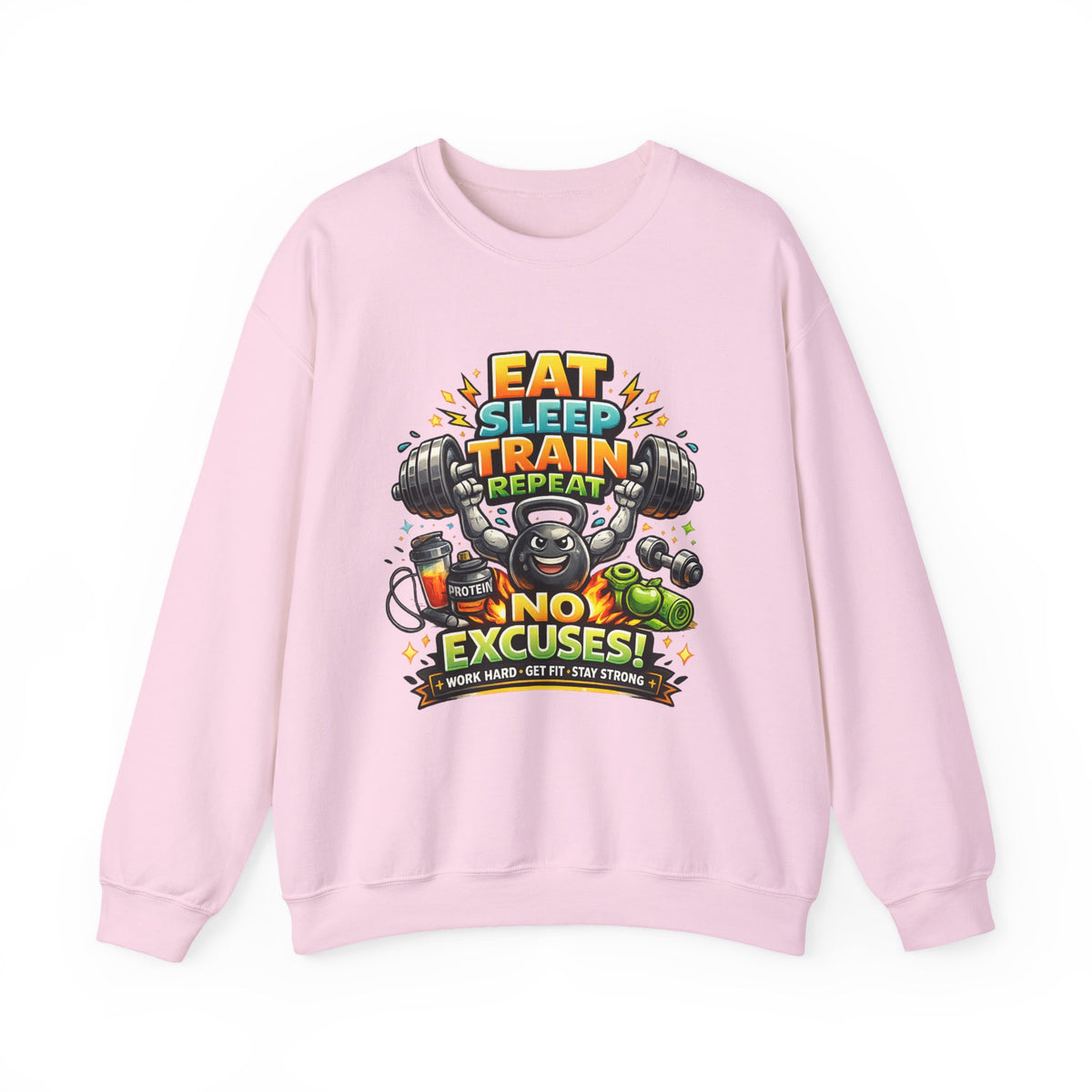Personalized No Excuses Workout Sweatshirt – Custom Fitness Gift