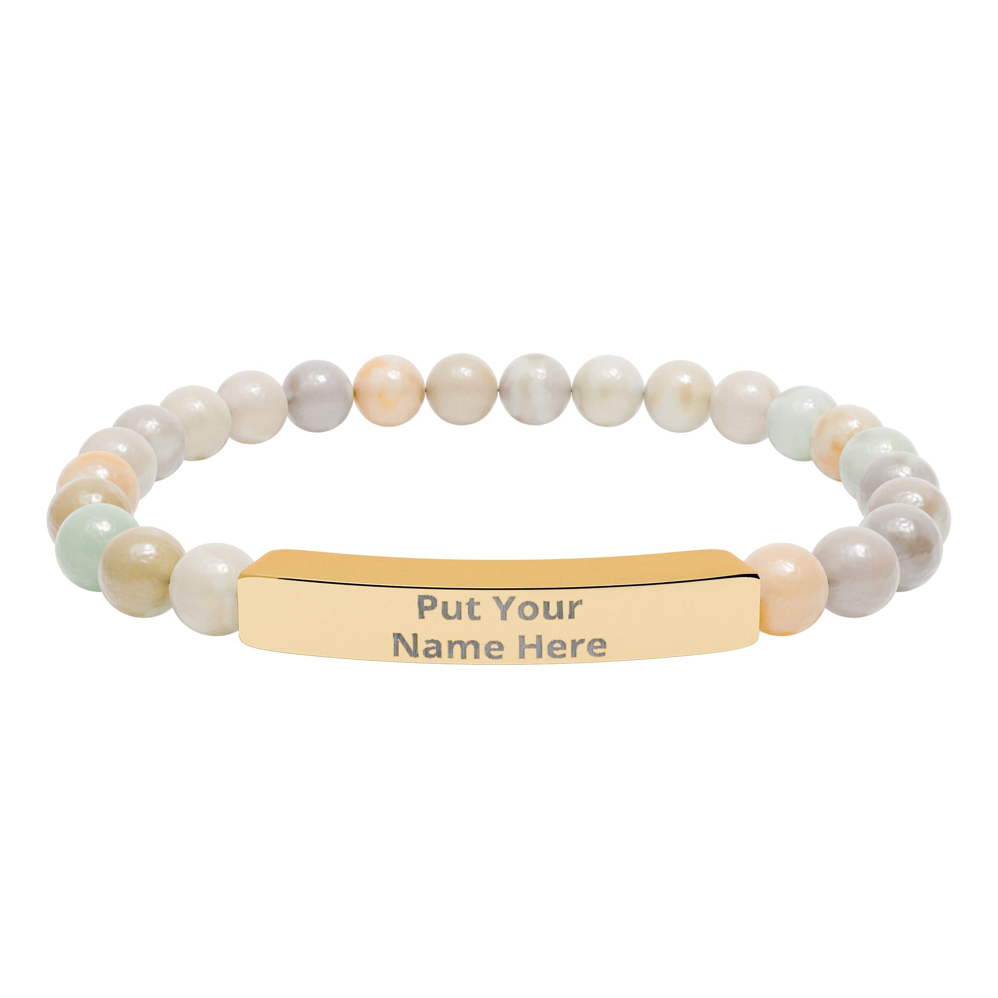 Personalized Natural Stone Bracelet – Custom Name Gift