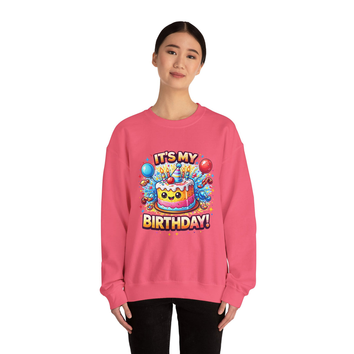 Personalized Birthday Sweatshirt – Custom Cake & Balloons Crewneck