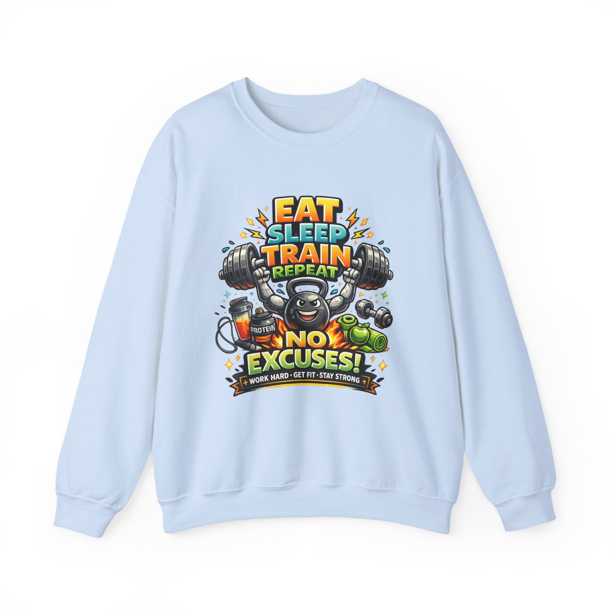 Personalized No Excuses Workout Sweatshirt – Custom Fitness Gift