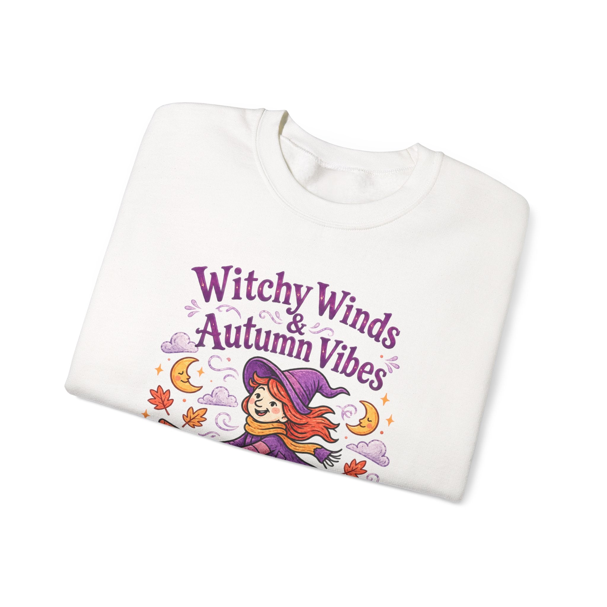 Witchy Winds Autumn Vibes Sweatshirt – Cute Fall Witch Halloween Crewneck