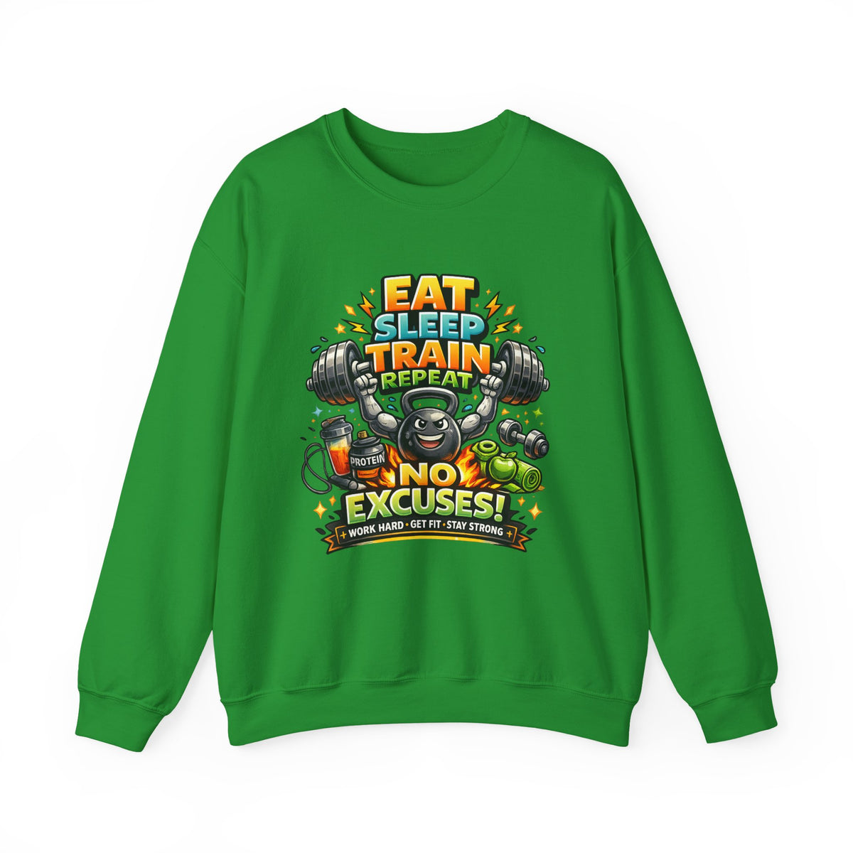 Personalized No Excuses Workout Sweatshirt – Custom Fitness Gift