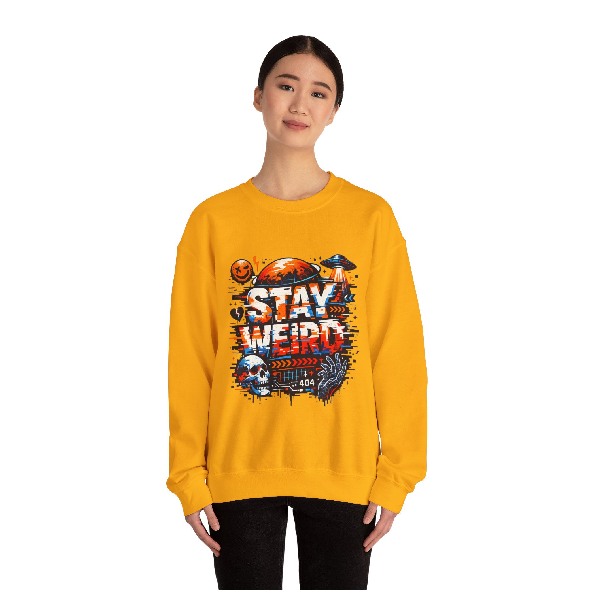 Personalized Stay Weird Sweatshirt – Custom Space Skull Gift