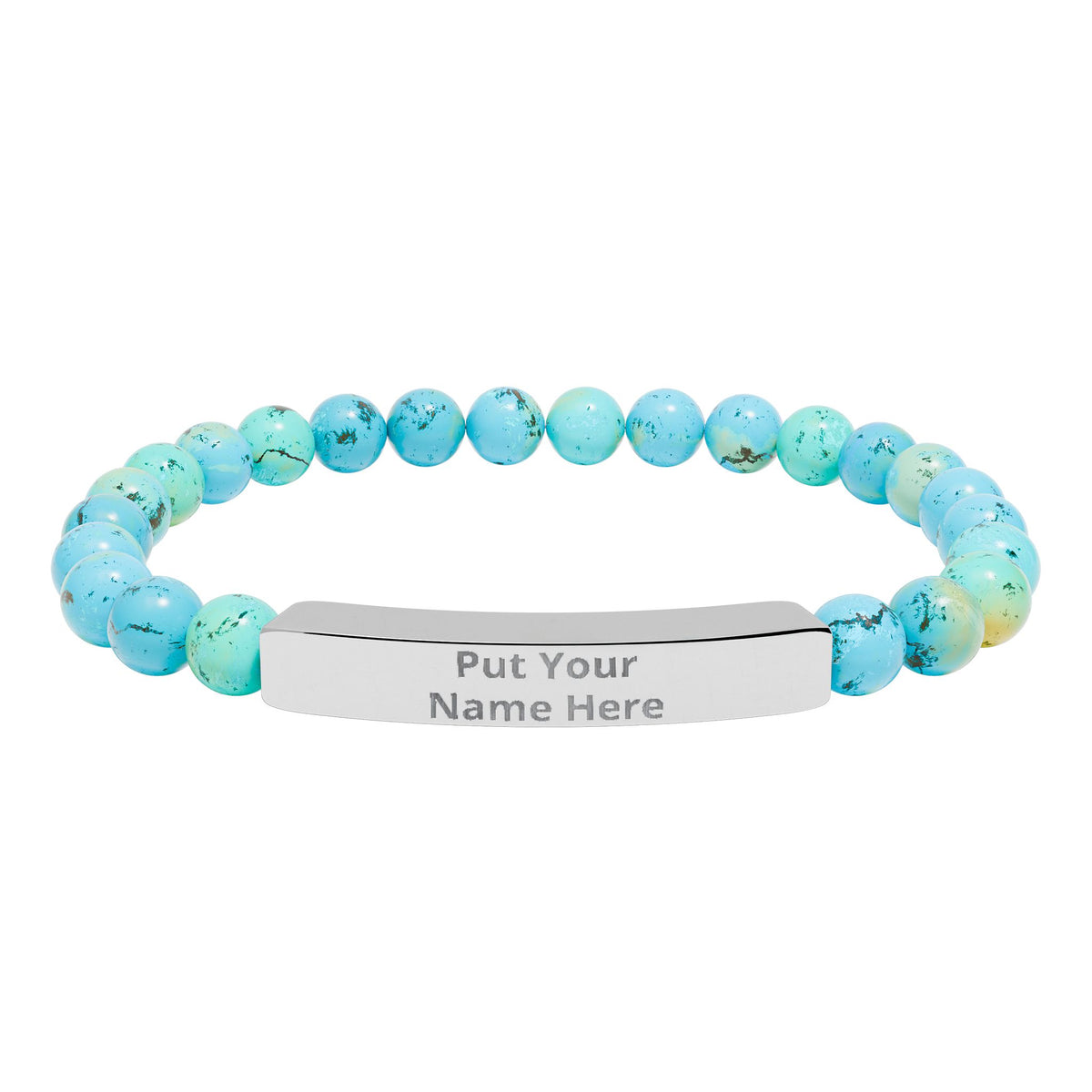 Personalized Natural Stone Bracelet – Custom Name Gift