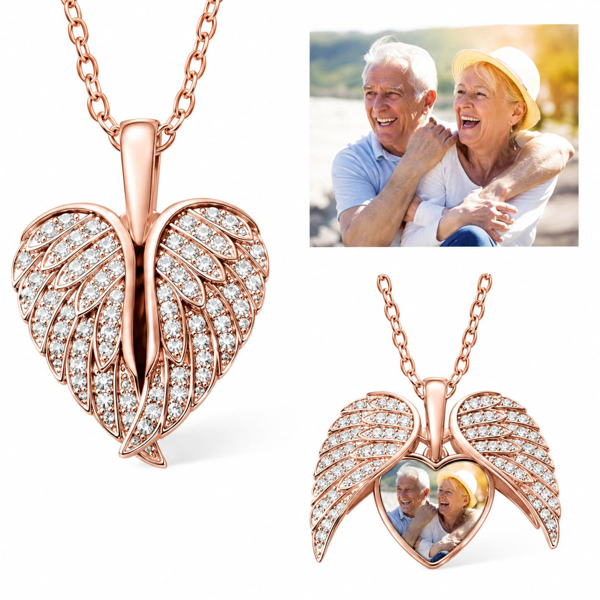 Unisex Heart Shape Necklace in Copper with 18K Real Gold Plated UV Plating, Sweet Style Featuring Cable Chain