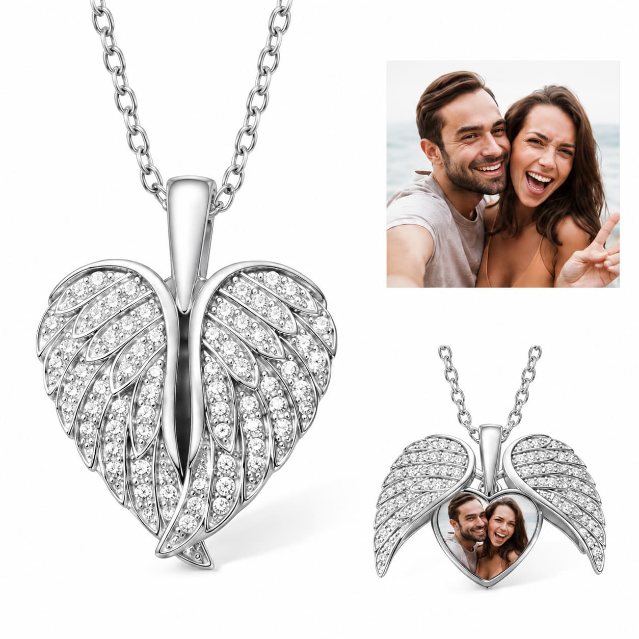 Unisex Heart Shape Necklace in Copper with 18K Real Gold Plated UV Plating, Sweet Style Featuring Cable Chain