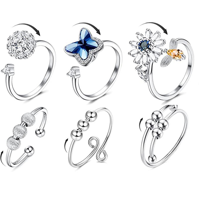 Adjustable Silver-Plated Fidget Rings
