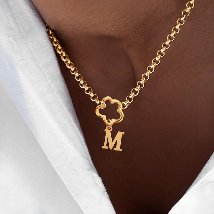 Gold-tone letter and flower pendant necklace collection